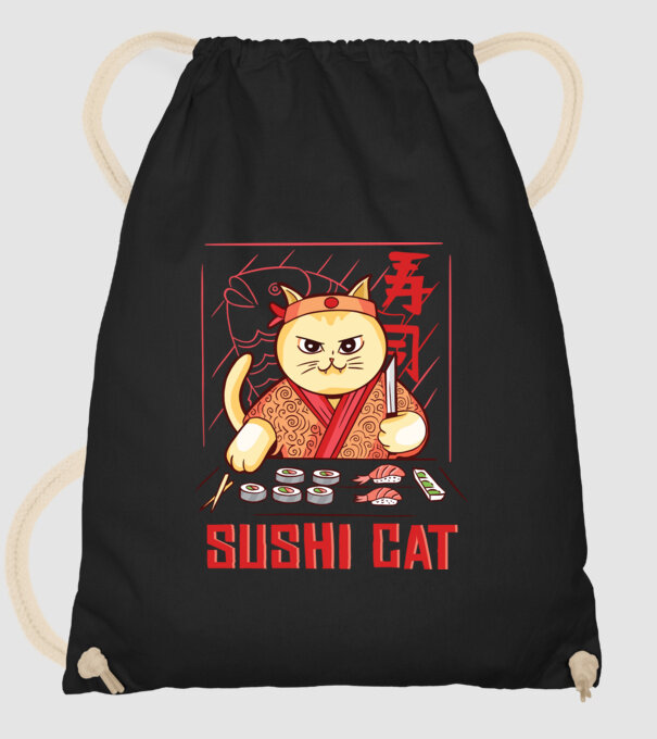 Pisică Sushi model negru pe tricou