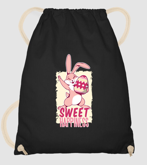 Sweet Happiness pentru Paște tricou cu iepuraș model negru pe tricou