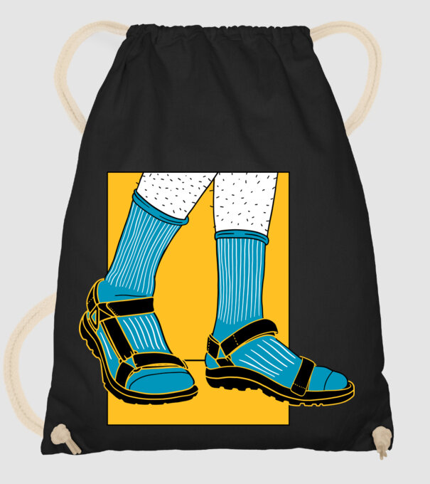 Sandale cu șosete model negru pe tricou
