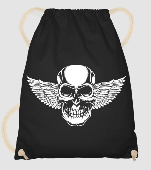 Craniu cu Aripi model negru pe tricou