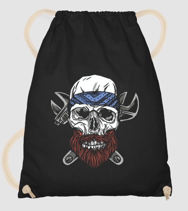 Craniu Instalator Barbă model negru pe tricou