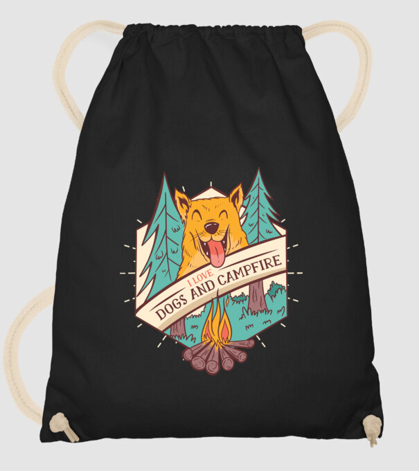 Iubesc câinii și campingul model negru pe tricou