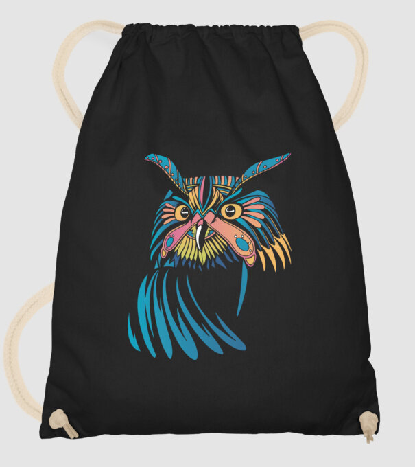Bufniță colorată model negru pe tricou