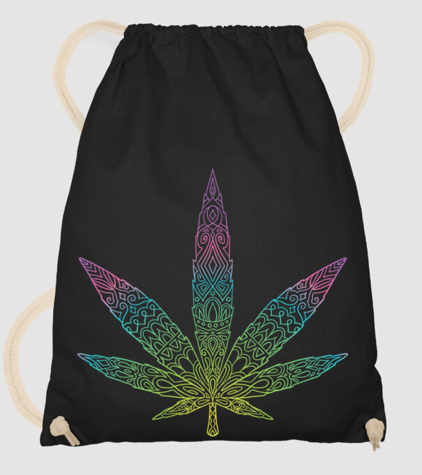 Frunză colorată de marijuana model negru pe tricou