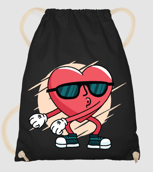 Inimă DAB Floss Heart tricou model negru pe tricou