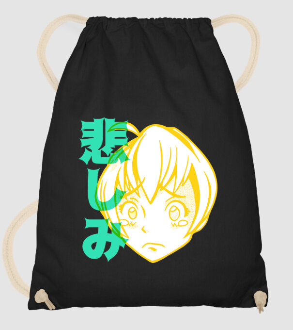 fată tristă Anime model negru pe tricou