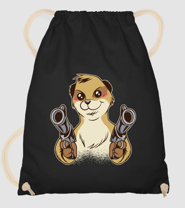 Suricată cu armă model negru pe tricou