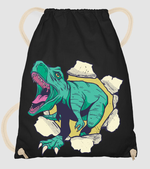 T-rex 3D model negru pe tricou