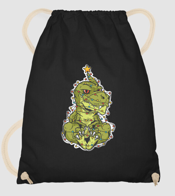 Dinozaur T-rex Pom de Crăciun tricou model negru pe tricou