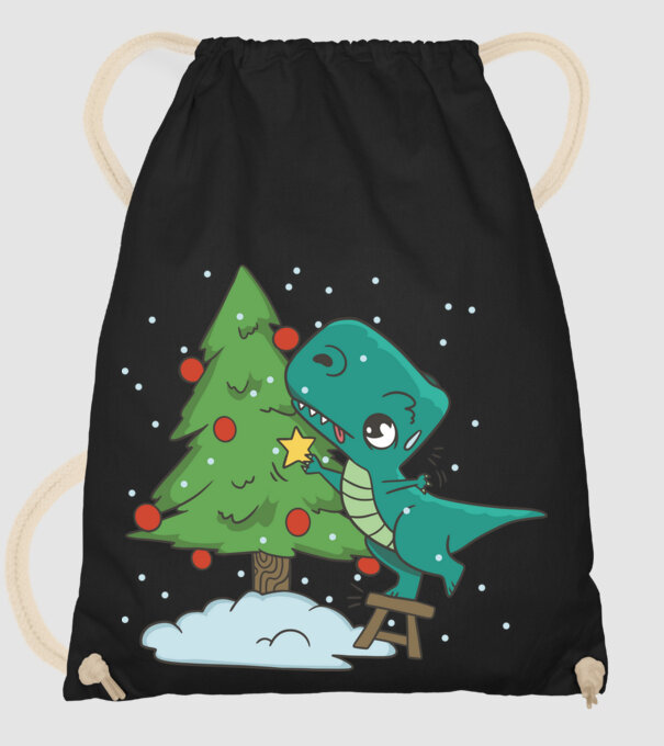 T-rex decorare pom de Crăciun model negru pe tricou