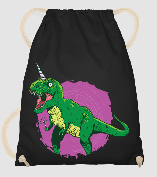 T-rex unicorn model negru pe tricou
