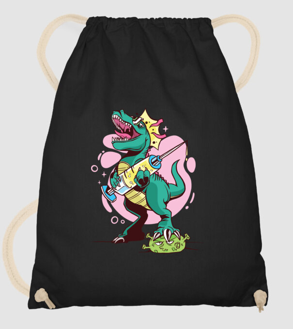 T-rex Vaccin model negru pe tricou