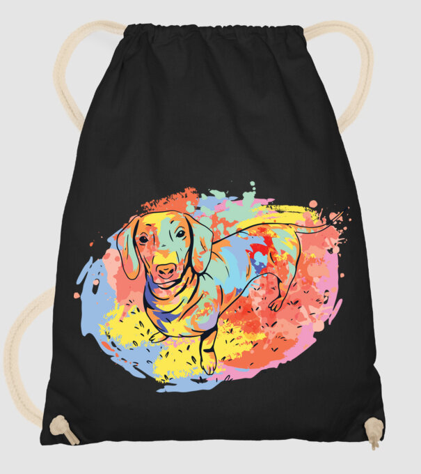 Teckel colorat model negru pe tricou