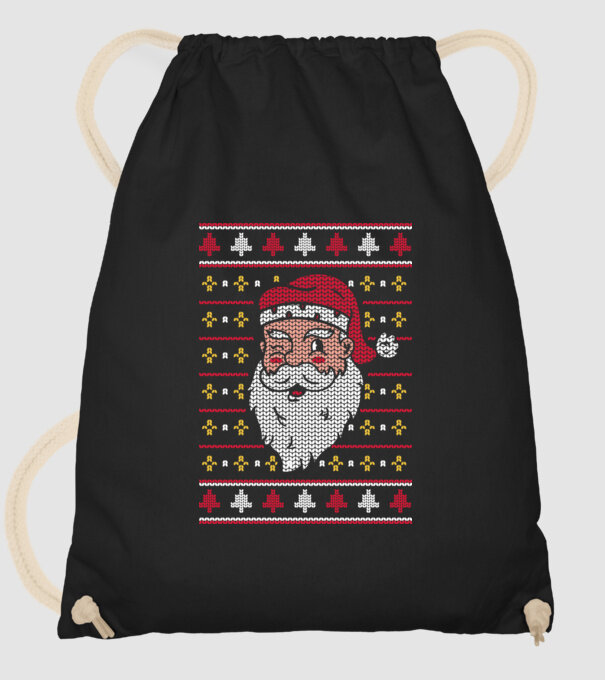 Moș Crăciun pulover urât model negru pe tricou