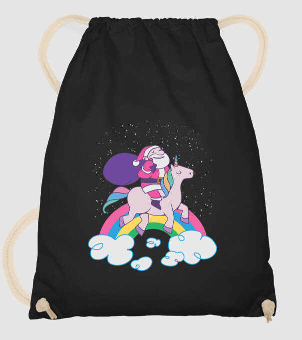 Moș Crăciun Unicorn model negru pe tricou