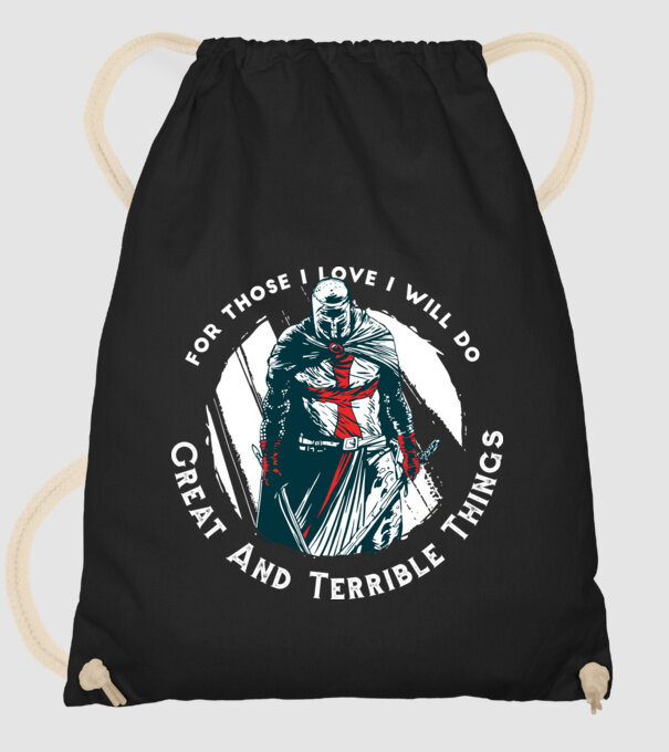 Cavaler Templier model negru pe tricou