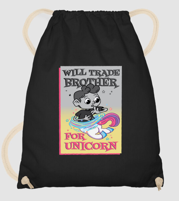 Îl ofer la schimb pe fratele meu pentru un unicorn model negru pe tricou