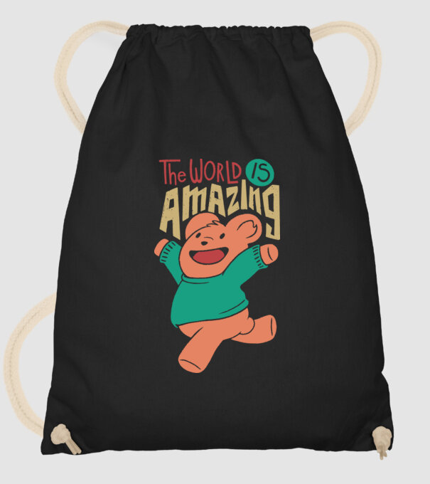 The world is amazing ursuleț Teddy model negru pe tricou