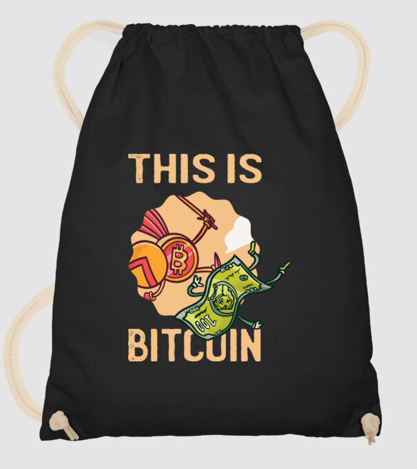 This is Bitcoin model negru pe tricou