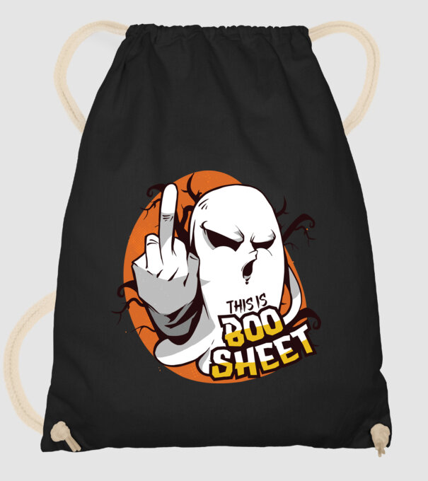 This is Boo Sheet Halloween model negru pe tricou