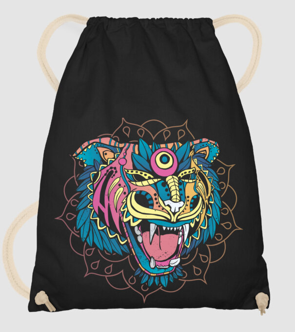 Tigru Mandala model negru pe tricou