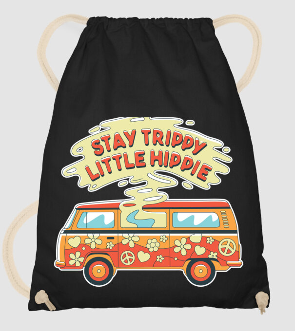 Trippy Microbuz Hippi model negru pe tricou
