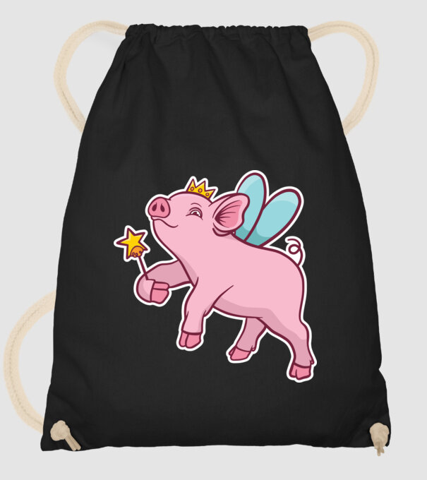 Porcușor zână model negru pe tricou