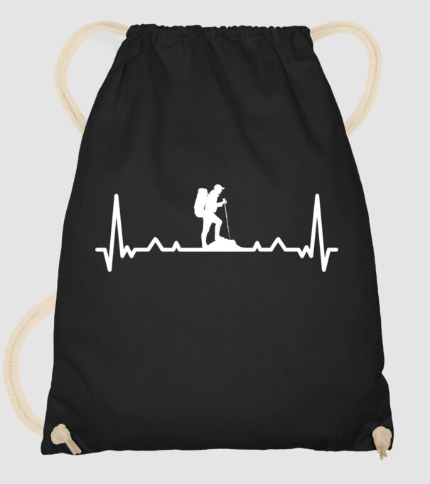 Drumeții Ritm cardiac ECG model negru pe tricou