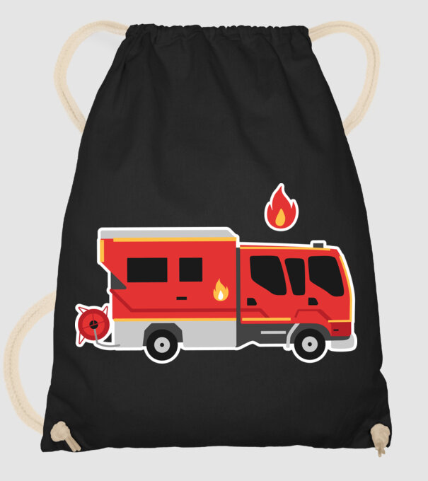Mașină de pompieri model negru pe tricou