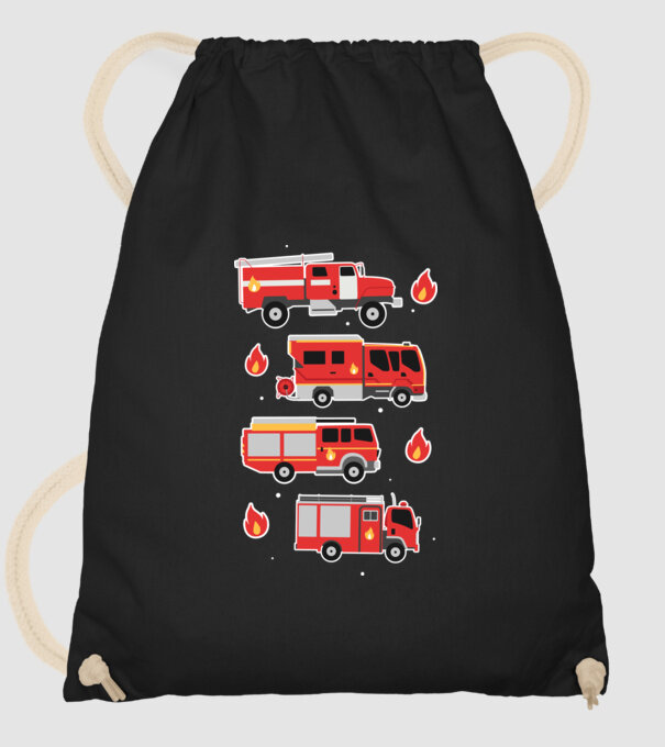 Mașini de pompieri model negru pe tricou