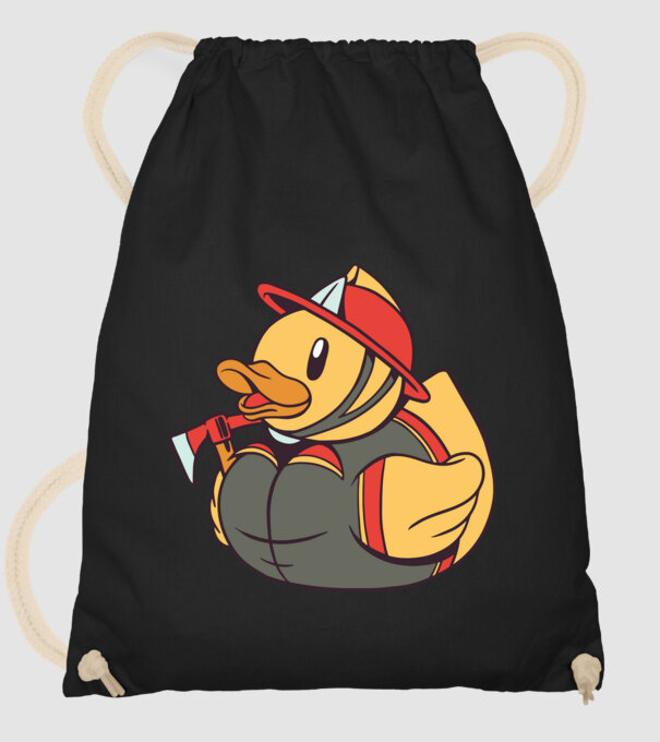 Rățușcă de cauciuc Pompier model negru pe tricou