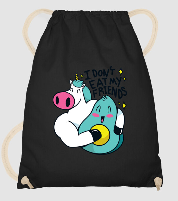 Unicorn Avocado Prietenie model negru pe tricou