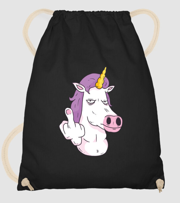 Unicorn arată degetul model negru pe tricou