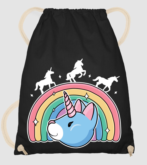 Pisică Unicorn model negru pe tricou