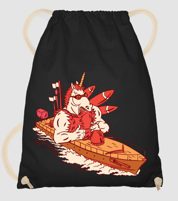 Unicorn Corabie de luptă model negru pe tricou