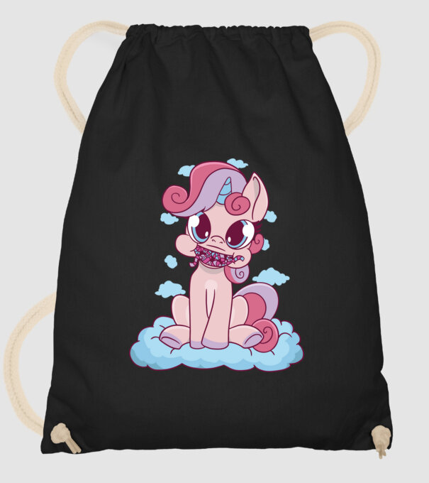 Unicorn cu bomboane model negru pe tricou