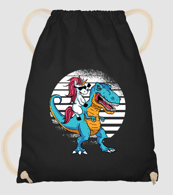 Unicorn cu dinozaur tricou amuzant model negru pe tricou