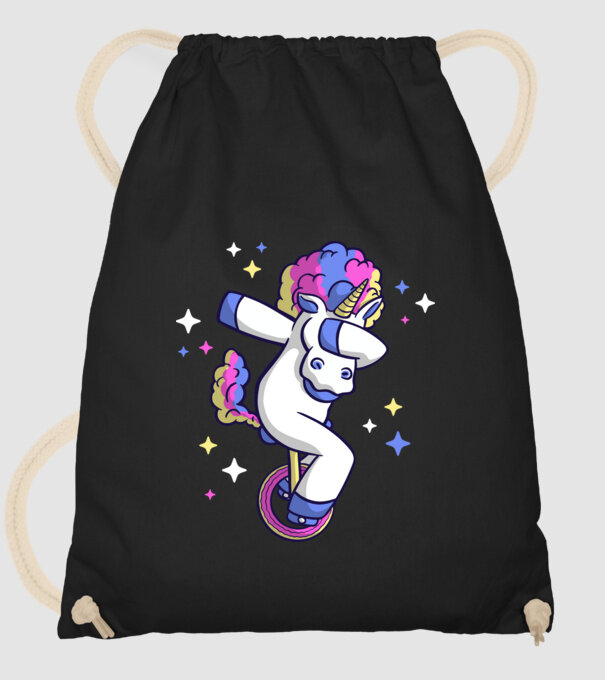Unicorn pe monociclu model negru pe tricou