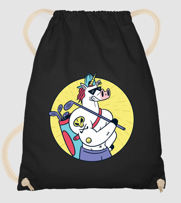 Unicorn Golf model negru pe tricou