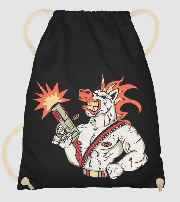 Unicorn Războinic model negru pe tricou