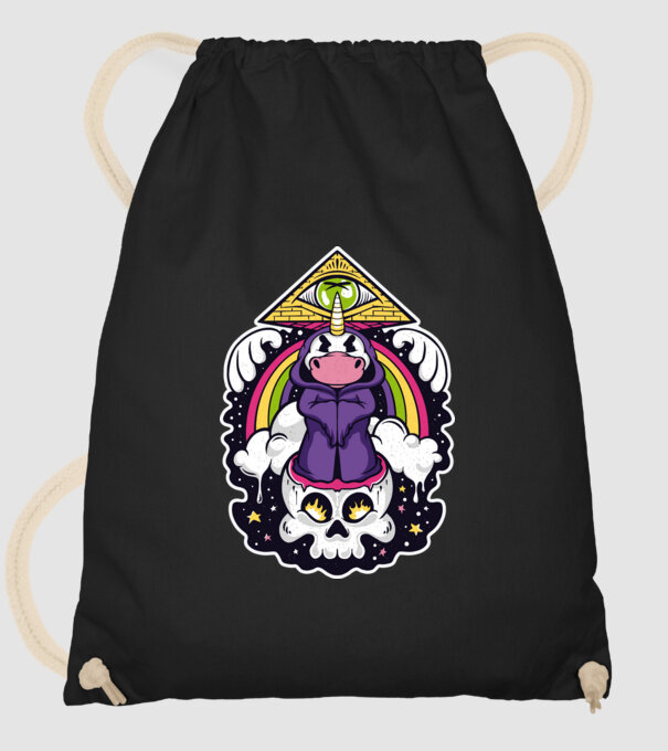 Unicorn Illuminati model negru pe tricou