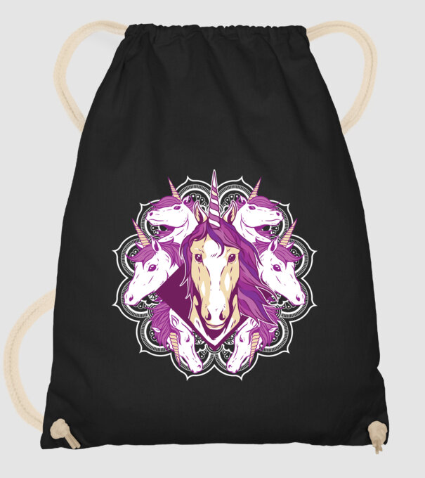 Unicorn Mandala model negru pe tricou
