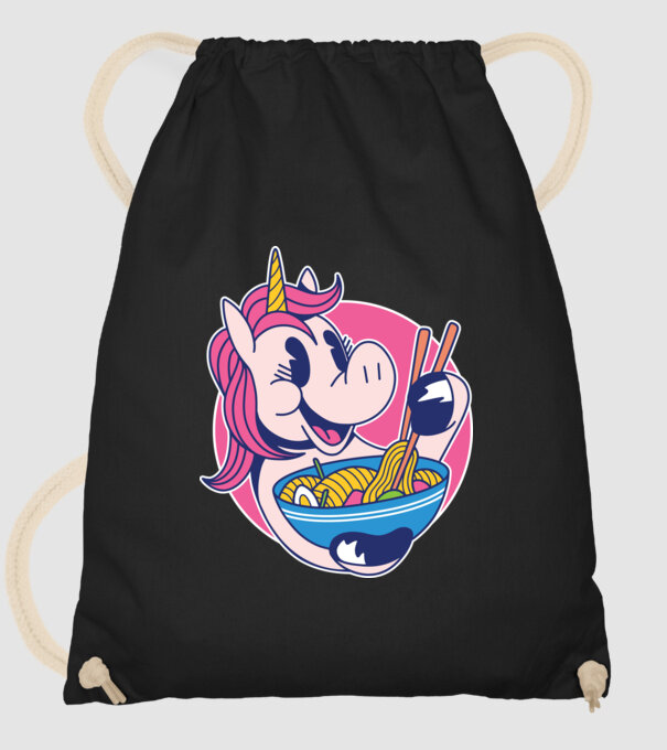 Unicorn Ramen model negru pe tricou