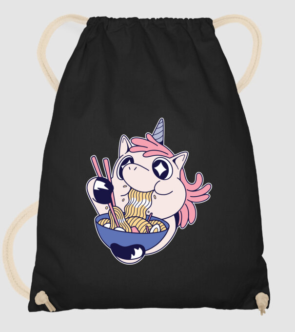 Unicorn Ramen model negru pe tricou