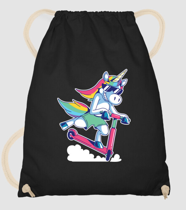 Unicorn cu trotinetă tricou amuzant model negru pe tricou