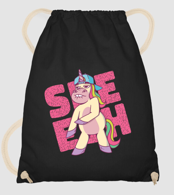 Unicorn Shesh model negru pe tricou