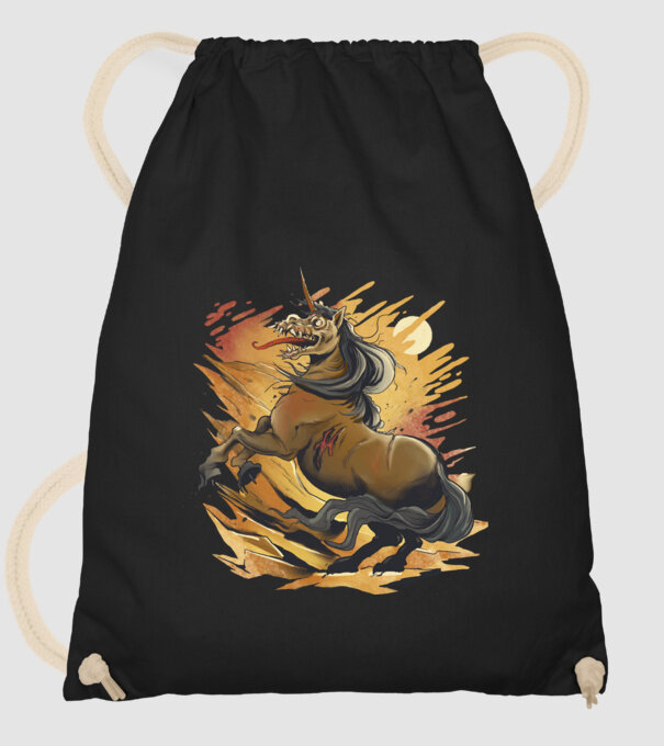 Unicorn Zombie model negru pe tricou