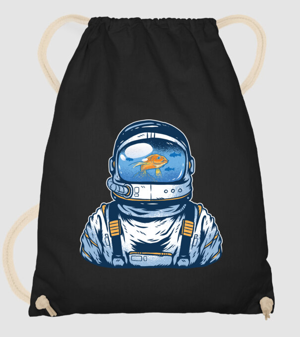 Peștișor auriu Astronaut model negru pe tricou