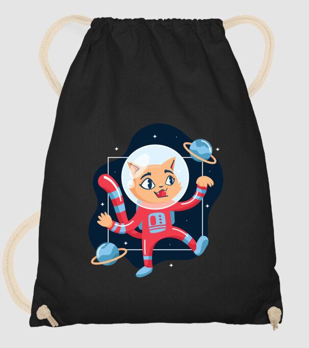 Pisică Astronaut model negru pe tricou