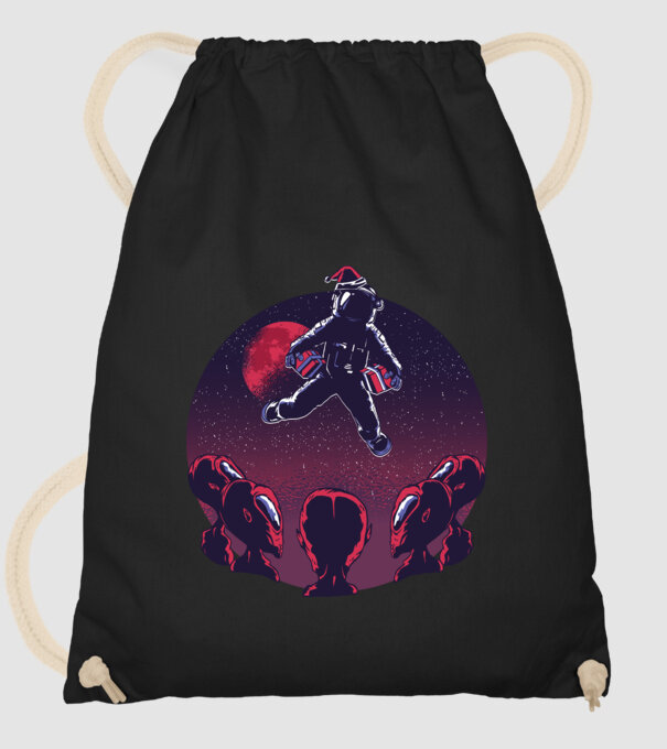 Moș Crăciun Astronaut model negru pe tricou